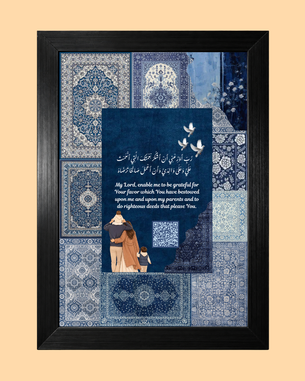 Customized Persian Rug Parent Frame with Scannable QR Code | PrintxAura