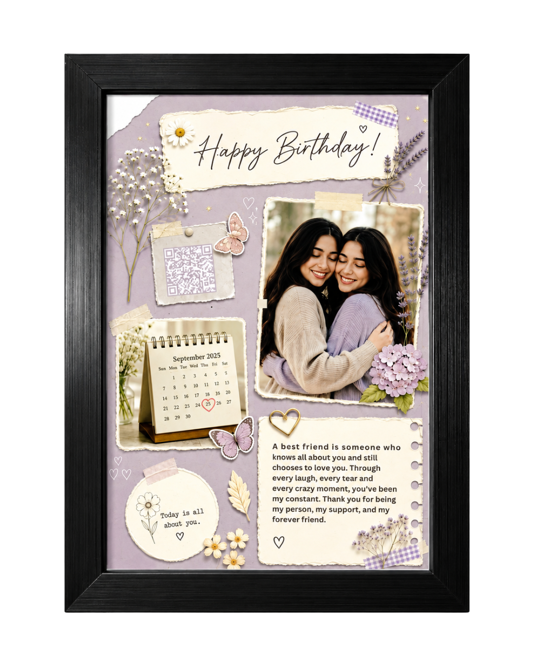 Personalized Best Friend Birthday Photo Frame QR code Edition | PrintxAura